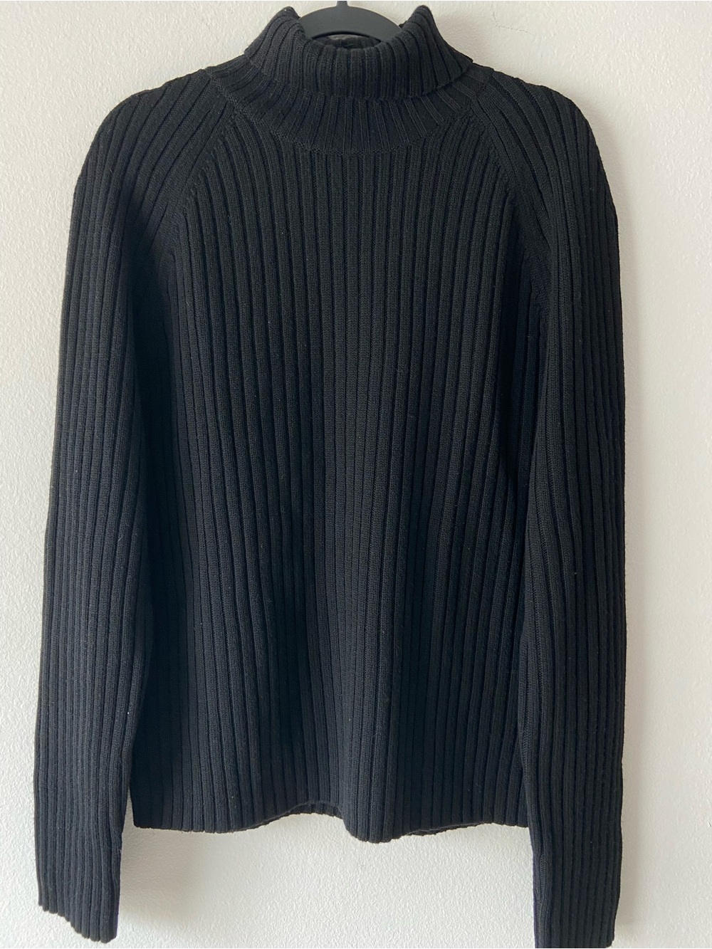J.Crew 100% Wool women's Ribbed Turtleneck Sweater Black Size XL